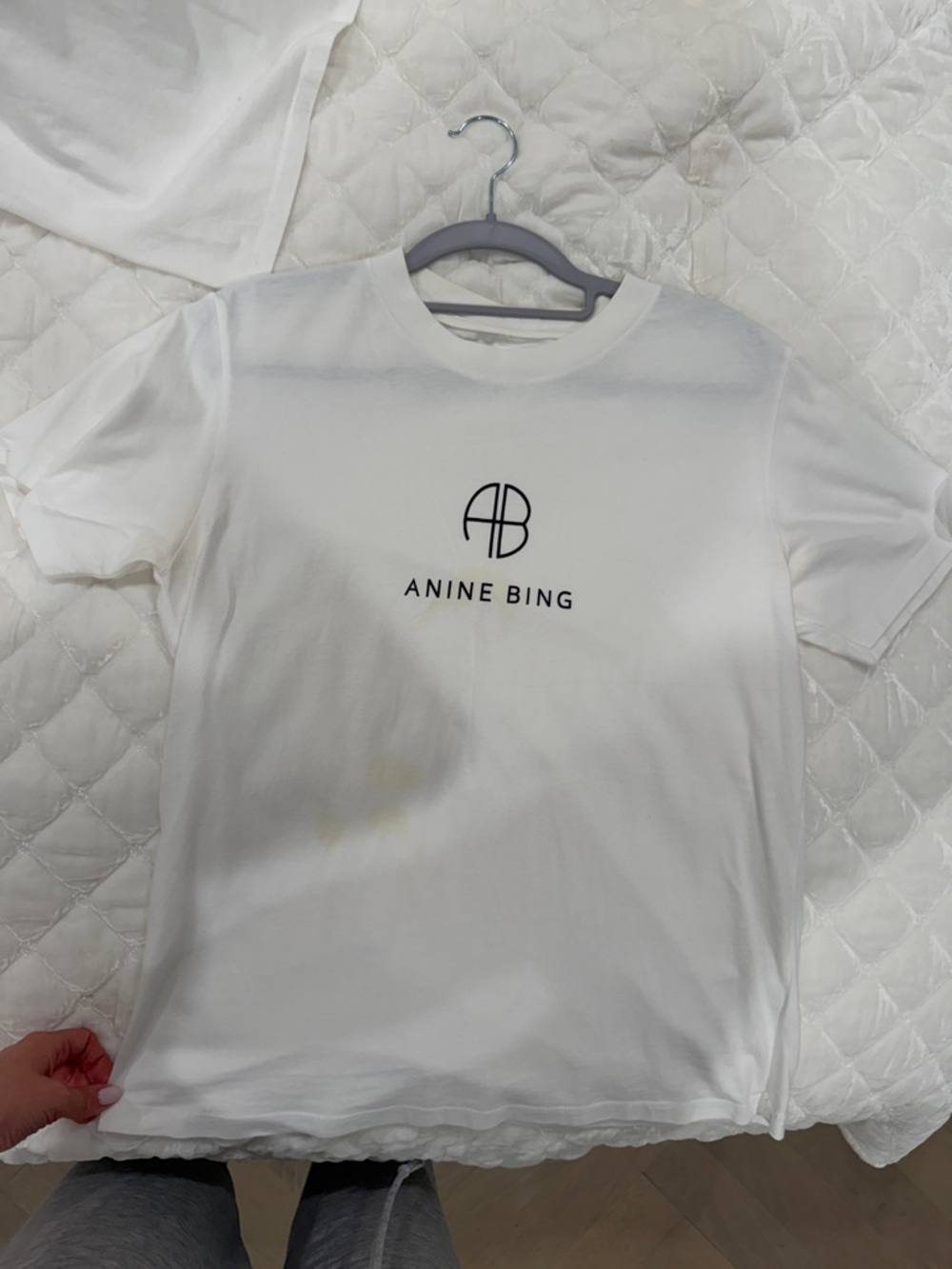 Anine Bing White Tee with Black Logo